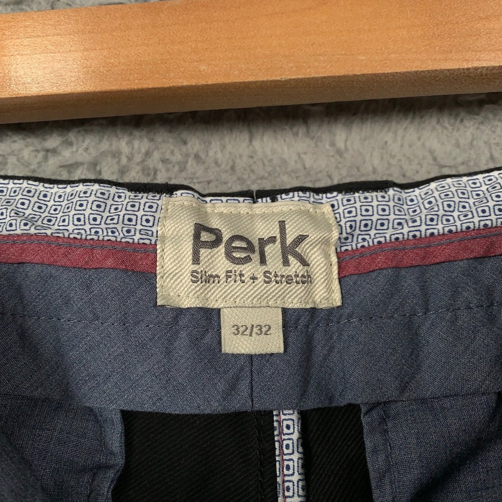 Perk Feel Good Chino Pants Mens 32x32 Black Slim Fit Stretch Cotton Work Casual - Picture 2 of 10